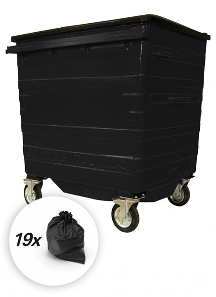 1100 Litre Black Metal Wheelie Bins