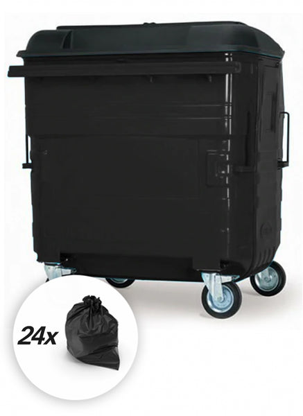 Black 1280 Litre Wheelie Bins