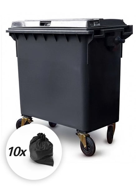 Black 660 Litre Wheelie Bins