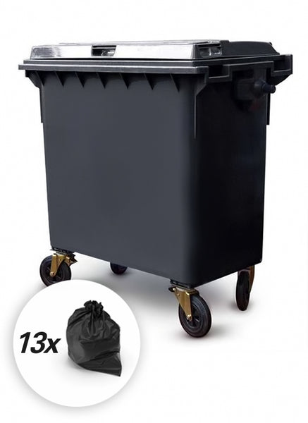 Black 770 Litre Wheelie Bins