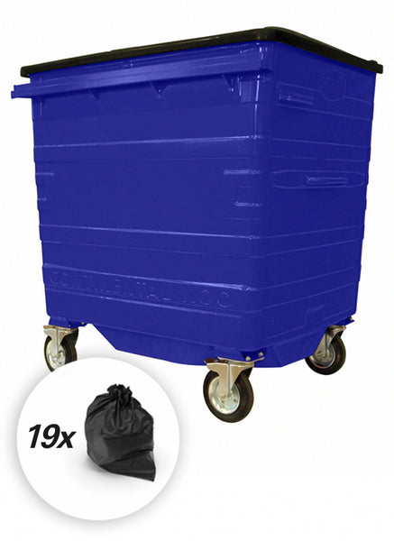 1100 Litre Blue Metal Wheelie Bins