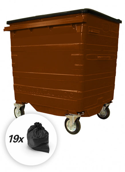 1100 Litre Brown Metal Wheelie Bins