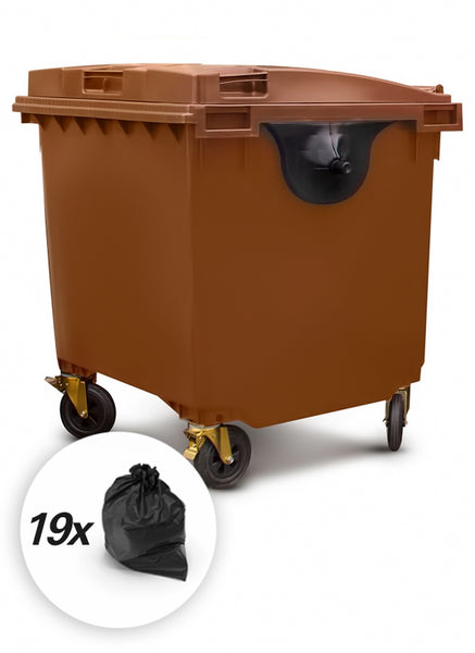 Brown 1100 Litre Wheelie Bins