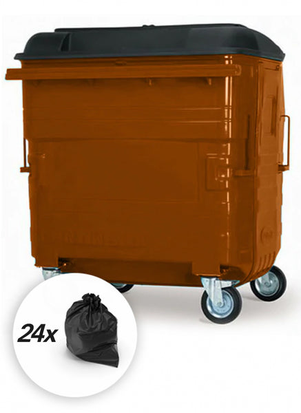 Brown 1280 Litre Wheelie Bins