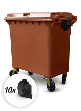 Brown 660 Litre Wheelie Bins