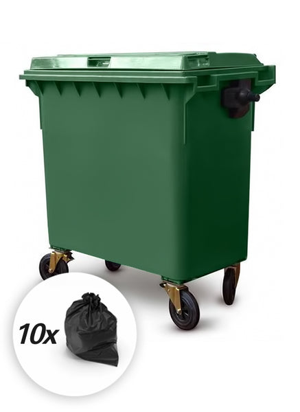 Green 660 Litre Wheelie Bins