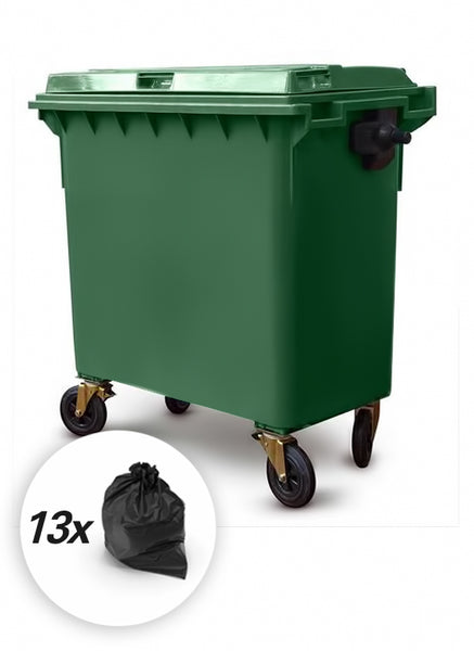 Green 770 Litre Wheelie Bins