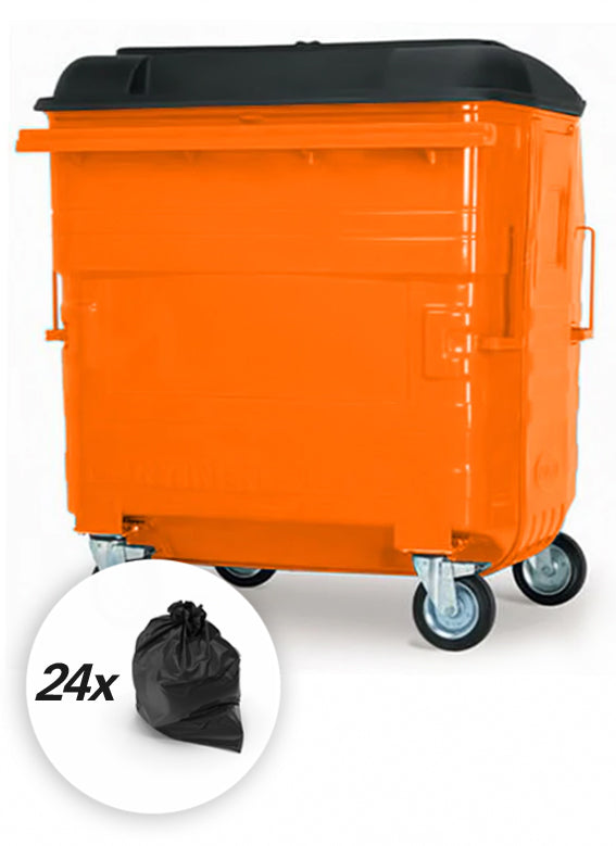 Orange 1280 Litre Wheelie Bins
