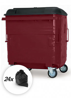 Burgundy 1280 Litre Wheelie Bins