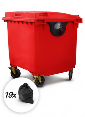 Red 1100 Litre Wheelie Bins