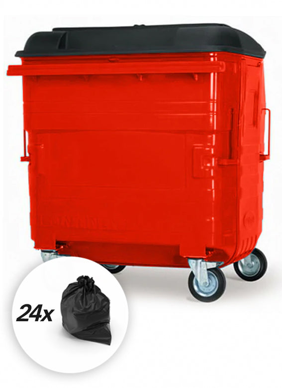 Red 1280 Litre Wheelie Bins