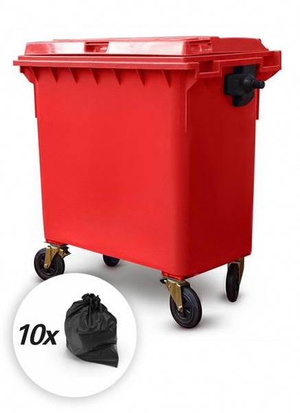 Red 660 Litre Wheelie Bins