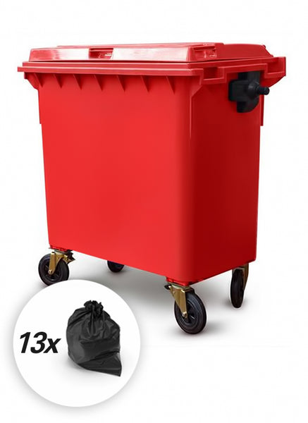 Red 770 Litre Wheelie Bins