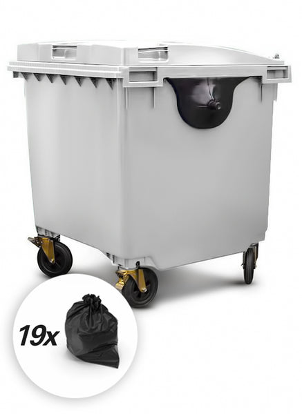 White 1100 Litre Wheelie Bins