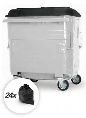 White 1280 Litre Wheelie Bins