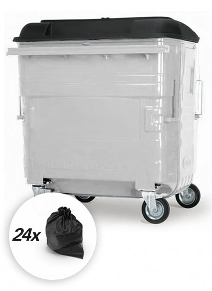 White 1280 Litre Wheelie Bins