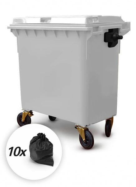 White 660 Litre Wheelie Bins