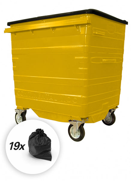 1100 Litre Yellow Metal Wheelie Bins