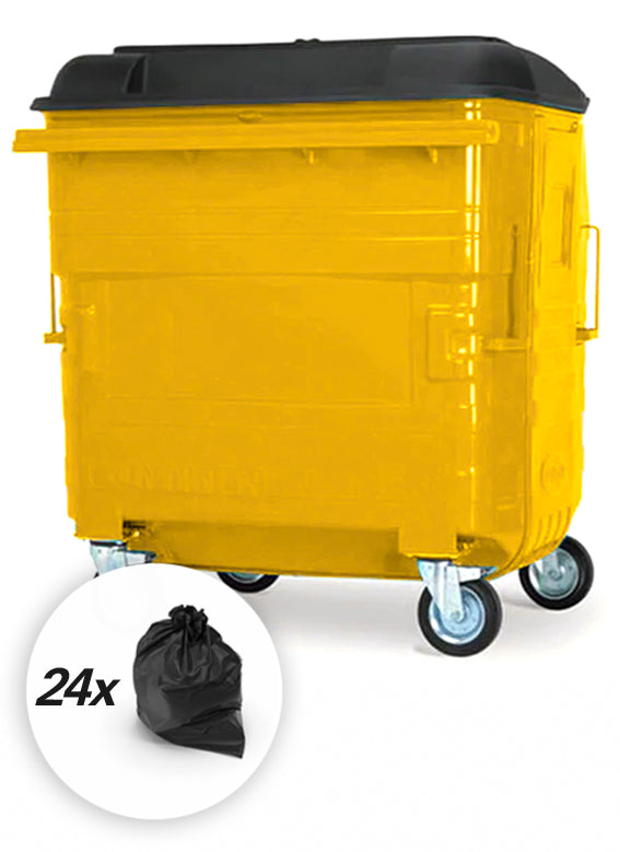 Yellow 1280 Litre Wheelie Bins