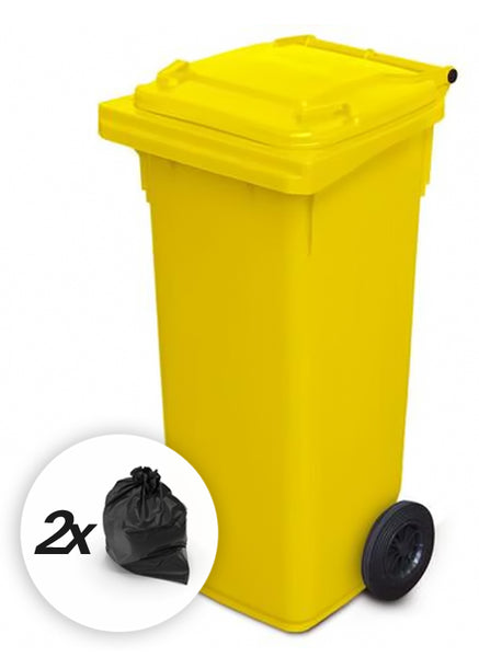 Yellow 140 Litre Wheelie Bins