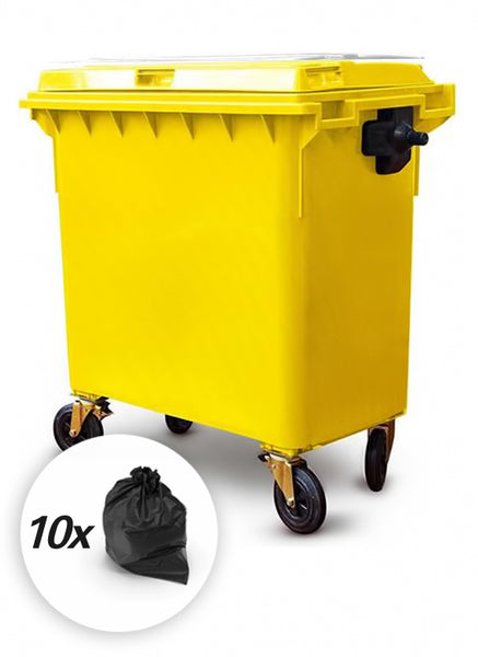 Yellow 660 Litre Wheelie Bins