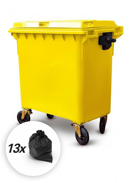Yellow 770 Litre Wheelie Bins